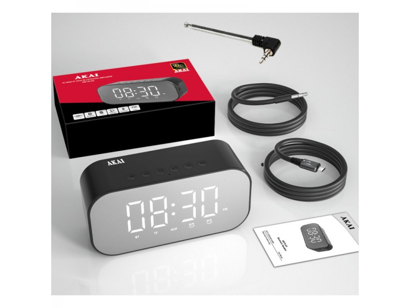 Akai ABTS-C5 Ξυπνητήρι Και ηχείο Bluetooth Με Aux-In, Micro SD Και FM – 3 W RMS