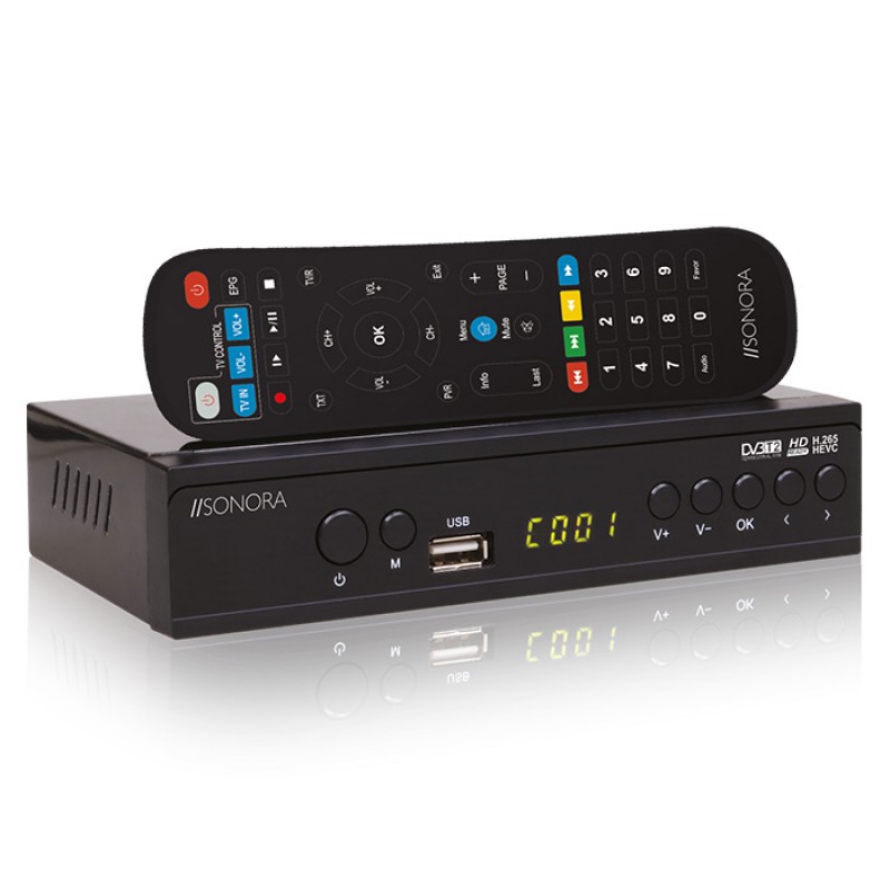 Sonora DVB-T2 H265 Επίγειος Ψηφιακός Δέκτης MPEG-4 / H.265 / FULL HD, Με Τηλεχειριστήριο 2 σε 1 Για Τηλεόραση Και Δέκτη.