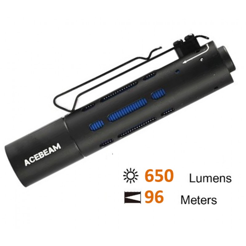 Φακός Led Acebeam Επαναφορτιζόμενος Rider Rx 7075 Αδιάβροχος 650Lm