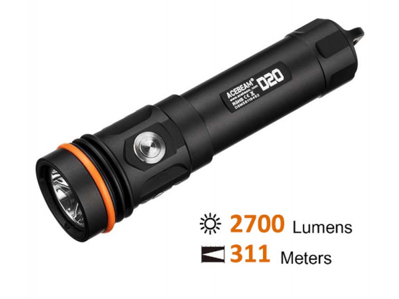 Φακός Υποβρύχιος Acebeam D20 +Battery