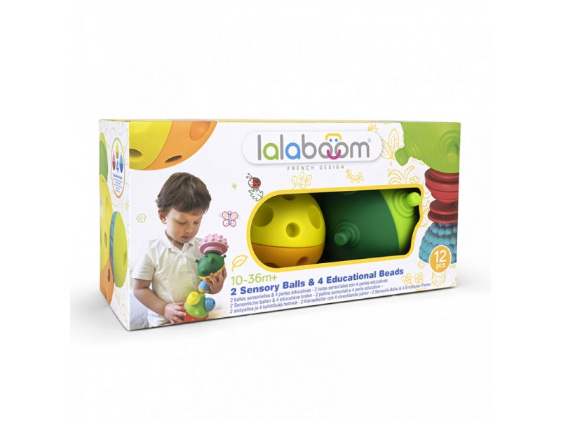 Lalaboom 2 Μπάλες Αφής Και 4 Εκπαιδευτικές Χάντρες Για 10-36 Μηνών