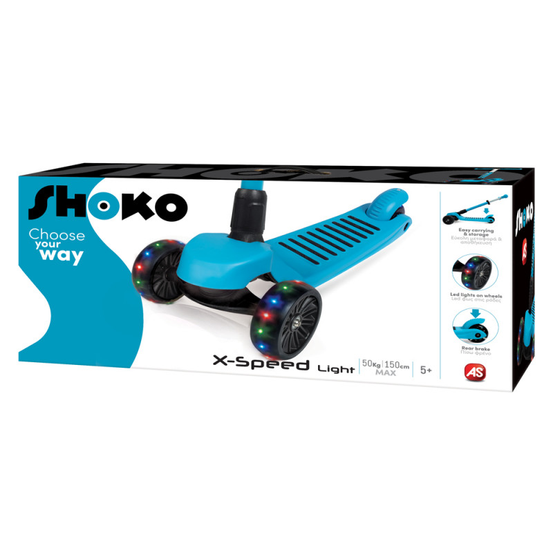 Shoko Παιδικό Πατίνι X-Speed Light Με 3 Ρόδες Και Led Φως Σε Μπλε Χρώμα Για 5+ Χρονών