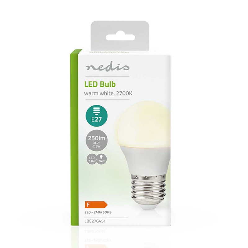 NEDIS LBE27G451 LED Λάμπα Ε27,G45,2,8W Θερμό Λευκό Φώς & 250 Lumen