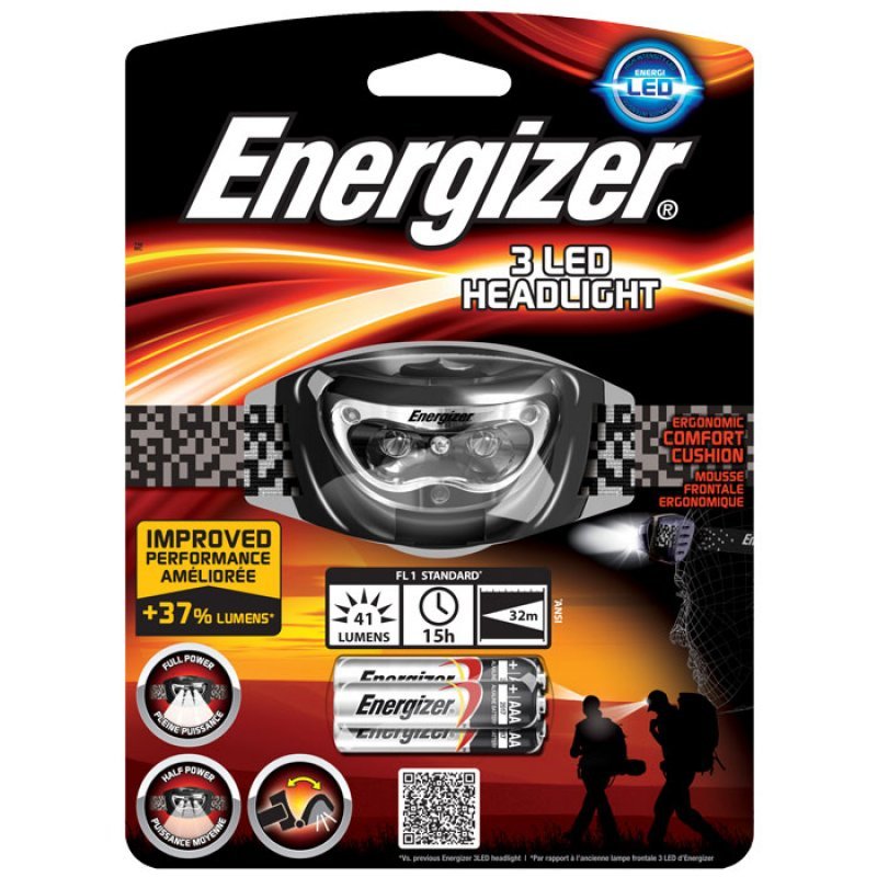Φακός κεφαλής Energizer Headlight 3AAA με 3 LED και φωτεινότητα 33 lumens. 
