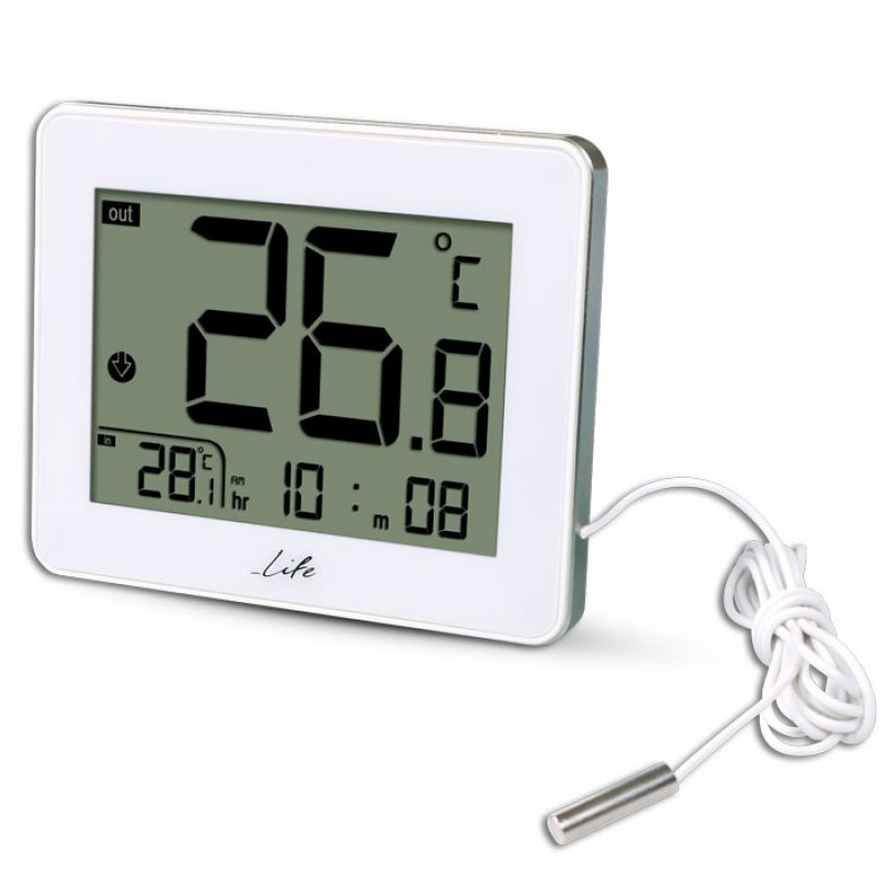 Ψηφιακό Θερμόμετρο εσωτερικής και εξωτερικής θερμοκρασίας με εξωτερικό αισθητήρα και ένδειξη ώρας