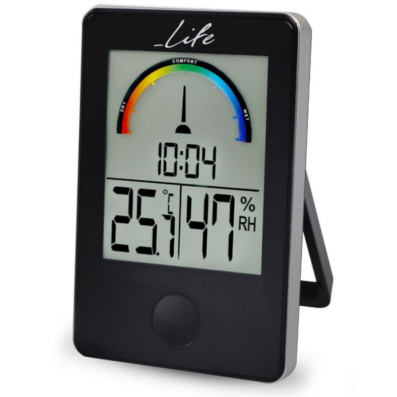 Ψηφιακό Θερμόμετρο/Υγρόμετρο με ρολόι και έγχρωμη απεικόνιση επιπέδου υγρασίας