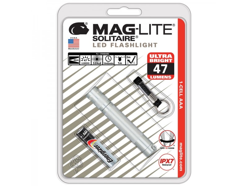 Φακός Maglite Solitaire AAA Led Sj3A016 Σε Ασημί Χρώμα