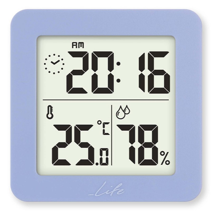 LIFE SUPERHERO Υγρόμετρο & Θερμόμετρο Εσωτερικού Χώρου Με Ρολόι Σε Σιέλ Απόχρωση
