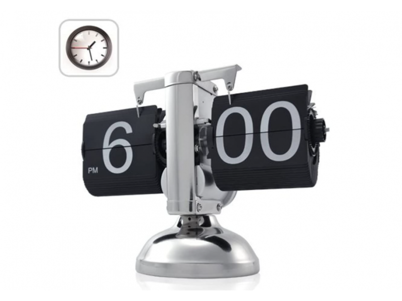 Flip Clock, ρετρό ρολόι , από συμπαγές μέταλλο.