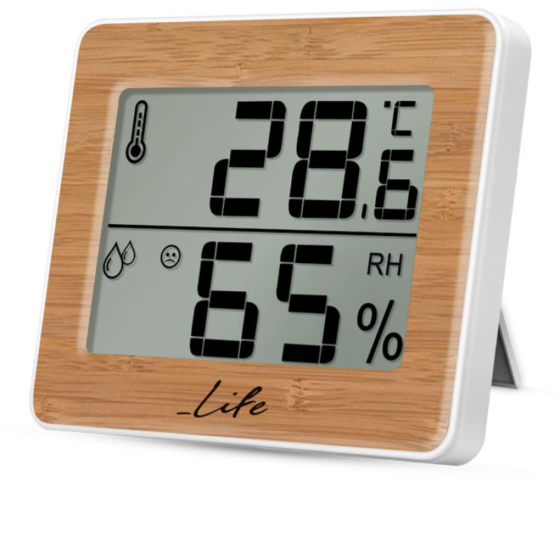 Life WES-107 Θερμόμετρο/Υγρόμετρο εσωτερικού χώρου με bamboo πρόσοψη