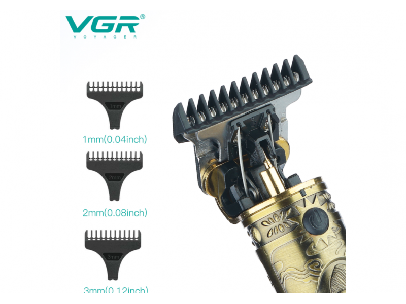  Eπαναφορτιζόμενη κουρευτική - ξυριστική μηχανή και trimmer με LED ένδειξη χρυσού χρώματος VGR V-091